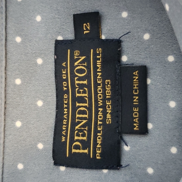 Pendleton Blue W White Dots Button Up Shirt - Picture 4 of 9